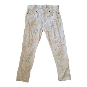 POLO RALPH LAUREN Cream Paint Splatter Avery Boyfriend Jeans- Size:‎ 27